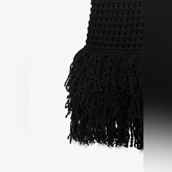 NWT ZARA Fringed Check Knit Sleeveless Top Eco-Friendly Black Size M - Picture 5 of 10